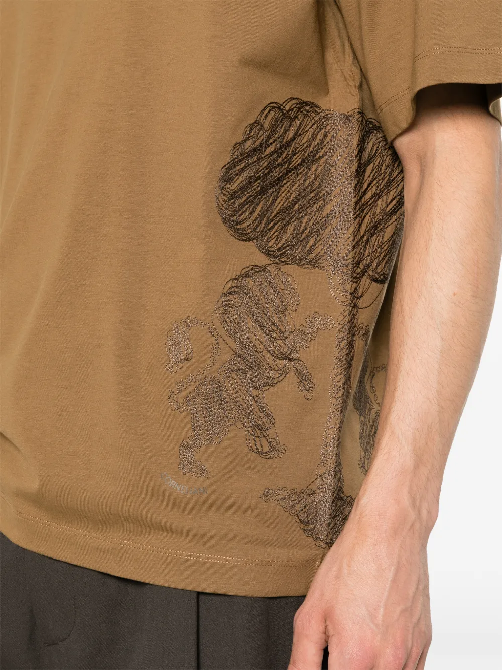 Corneliani T-shirt met geborduurde boom Beige