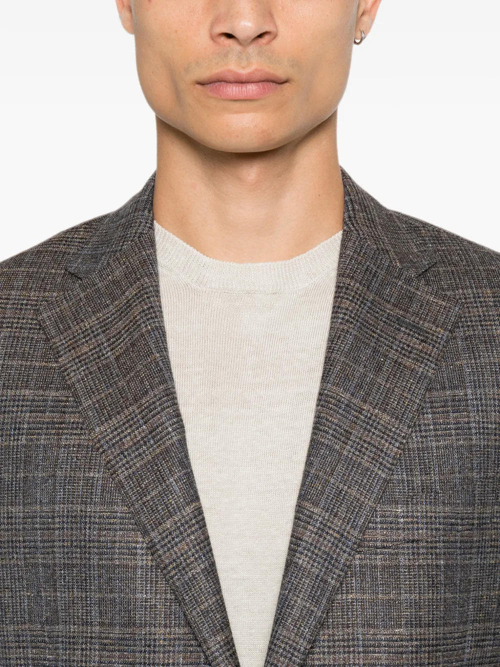 Corneliani Geruite blazer met enkele rij knopen Grijs