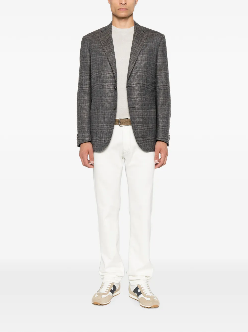 Corneliani Geruite blazer met enkele rij knopen Grijs