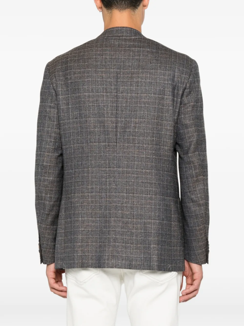 Corneliani Geruite blazer met enkele rij knopen Grijs