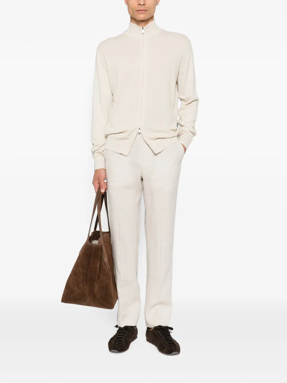 Corneliani Ribgebreid vest Beige