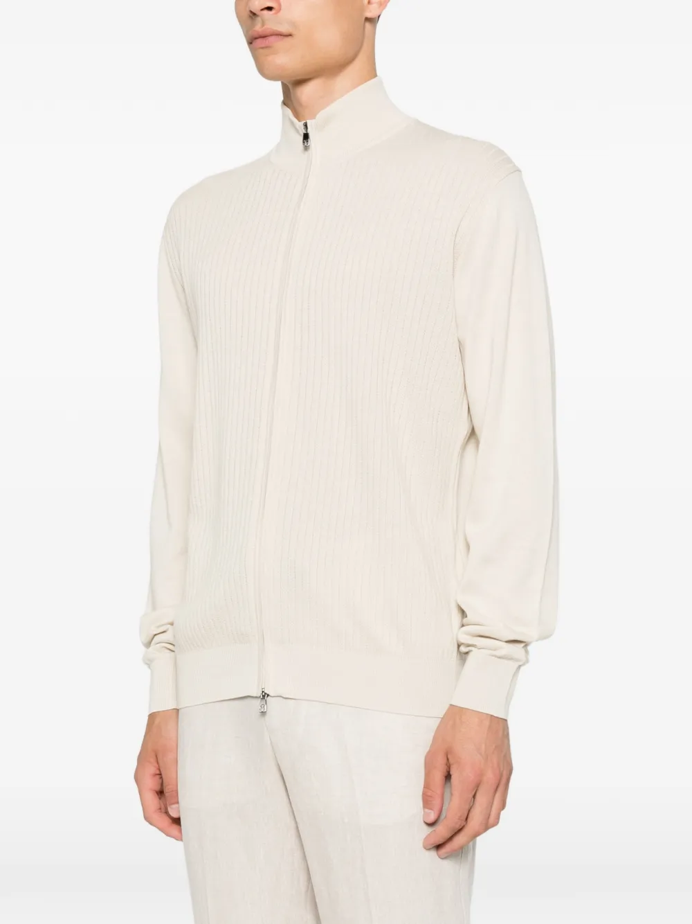 Corneliani Ribgebreid vest Beige