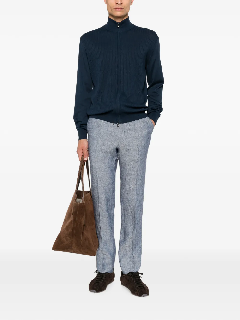 Corneliani Ribgebreid vest Blauw