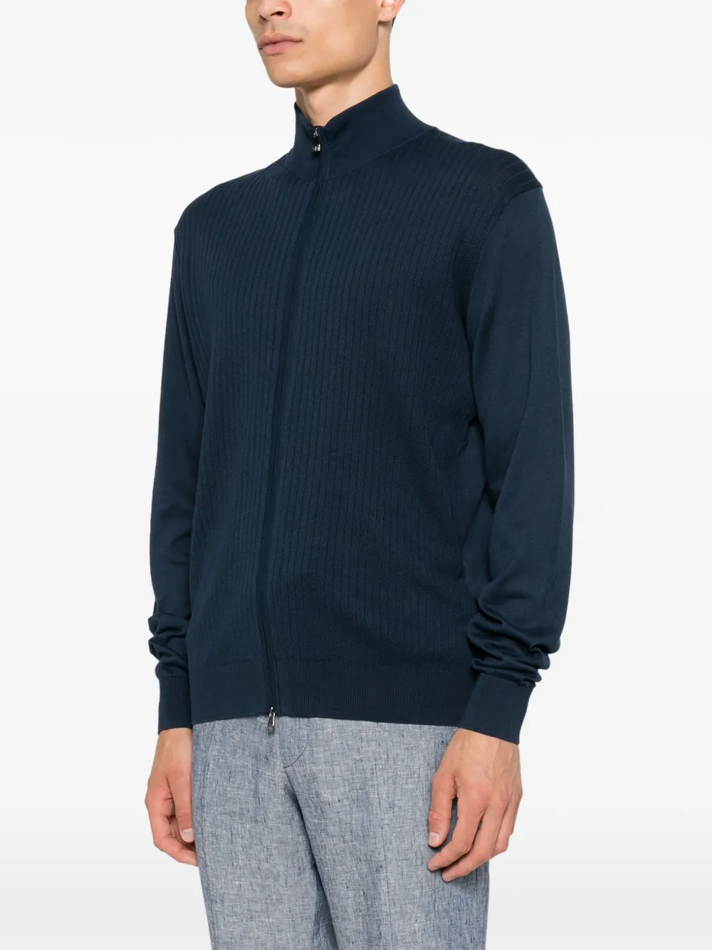 Corneliani Ribgebreid vest Blauw