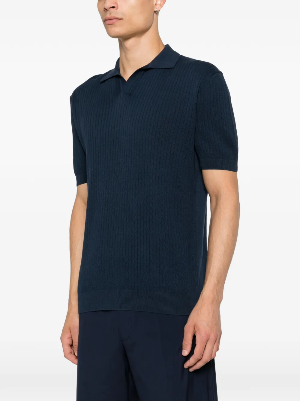 Corneliani Ribgebreid T-shirt Blauw