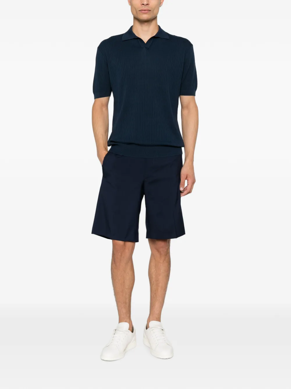 Corneliani Ribgebreid T-shirt Blauw