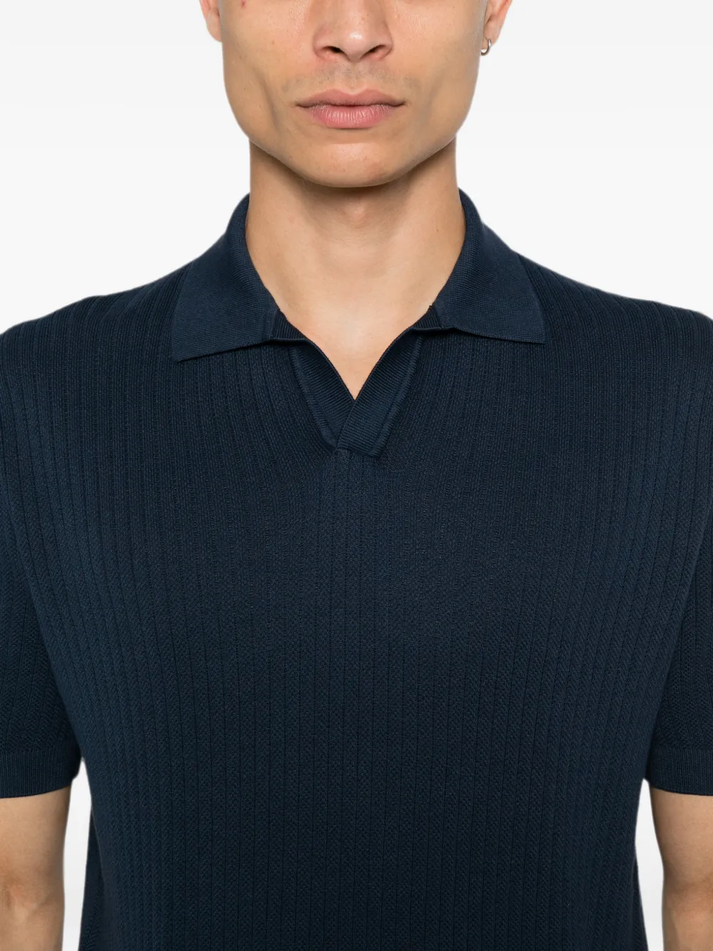 Corneliani Ribgebreid T-shirt Blauw