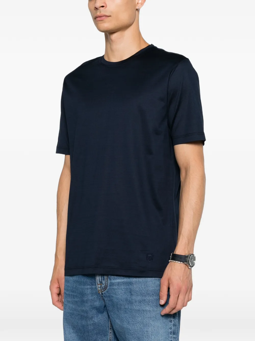 Corneliani T-shirt met geborduurd logo Blauw