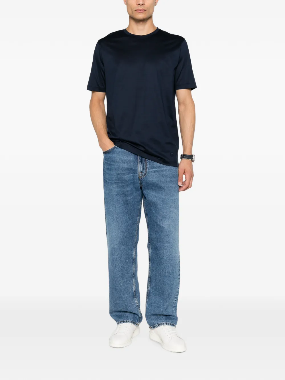 Corneliani T-shirt met geborduurd logo Blauw