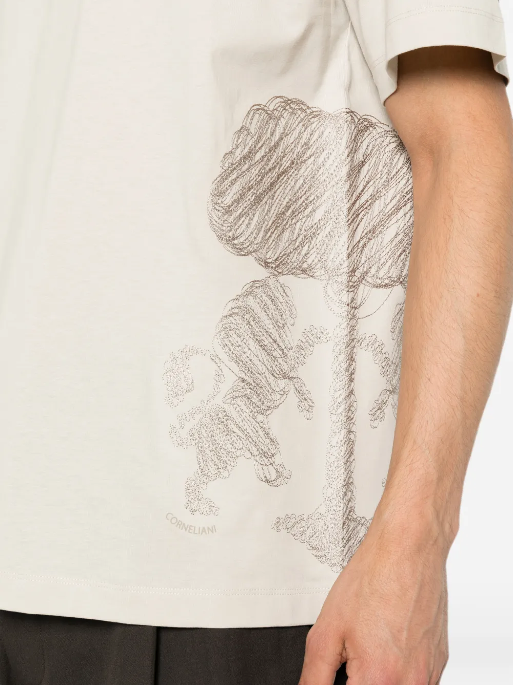 Corneliani T-shirt met geborduurde boom Beige