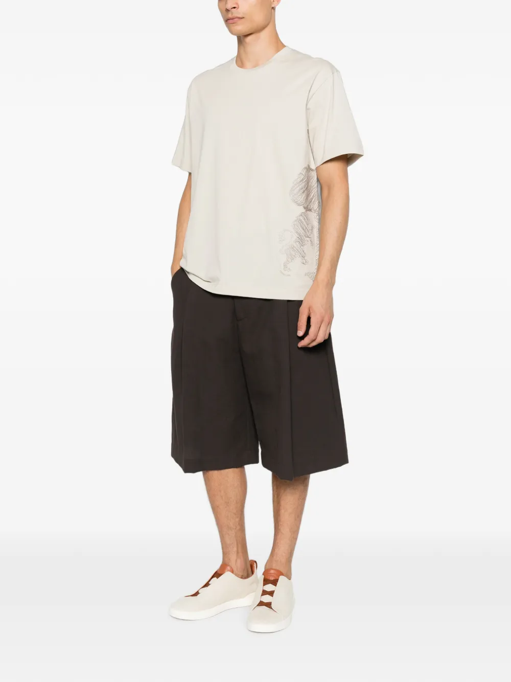 Corneliani T-shirt met geborduurde boom Beige