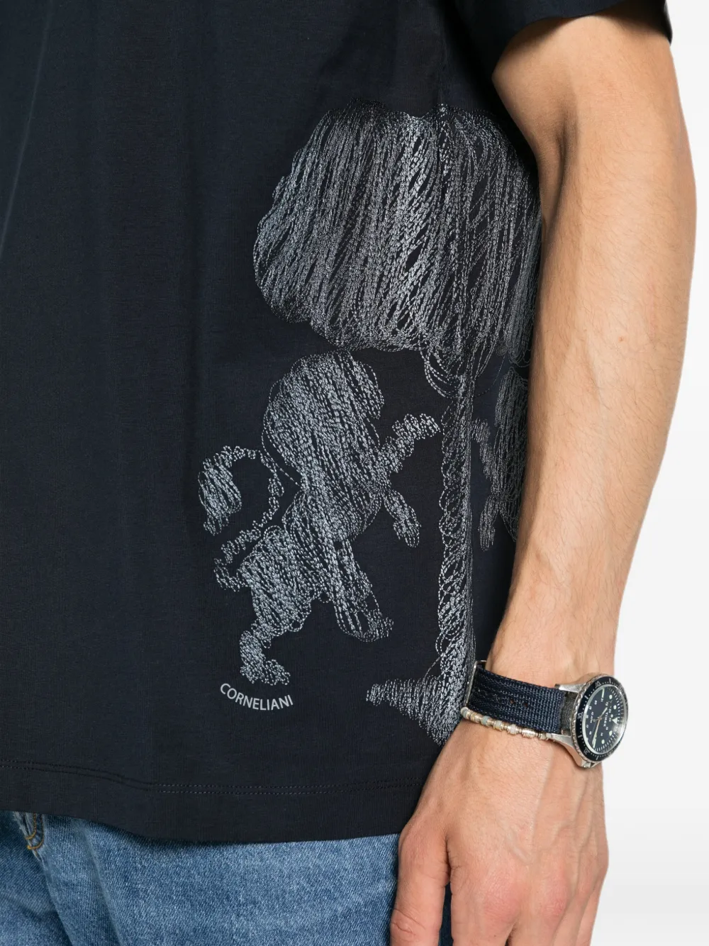 Corneliani T-shirt met geborduurde boom Blauw