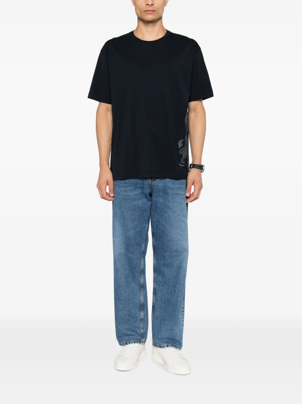 Corneliani T-shirt met geborduurde boom Blauw