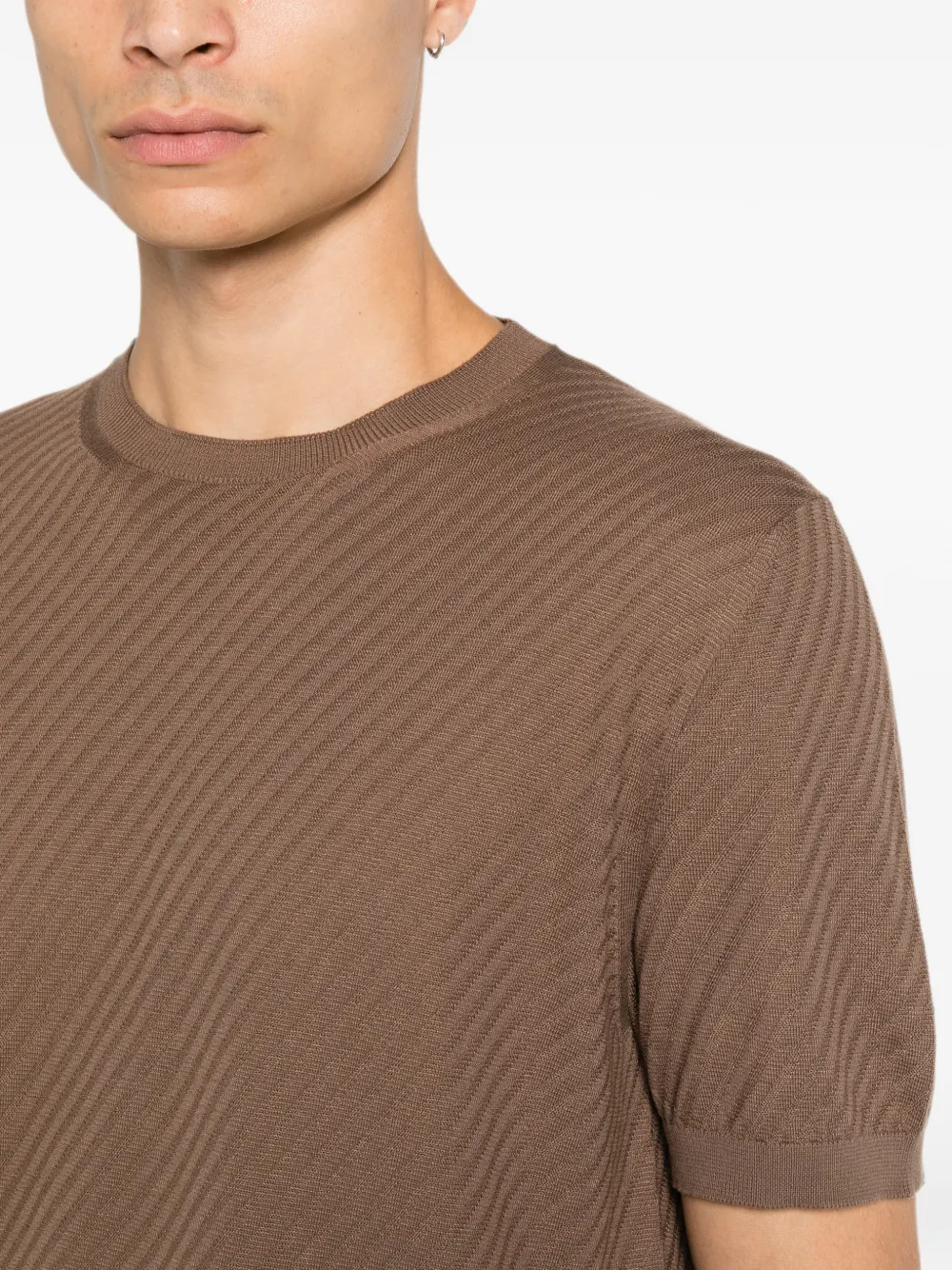 Corneliani Gebreid T-shirt met textuur Bruin