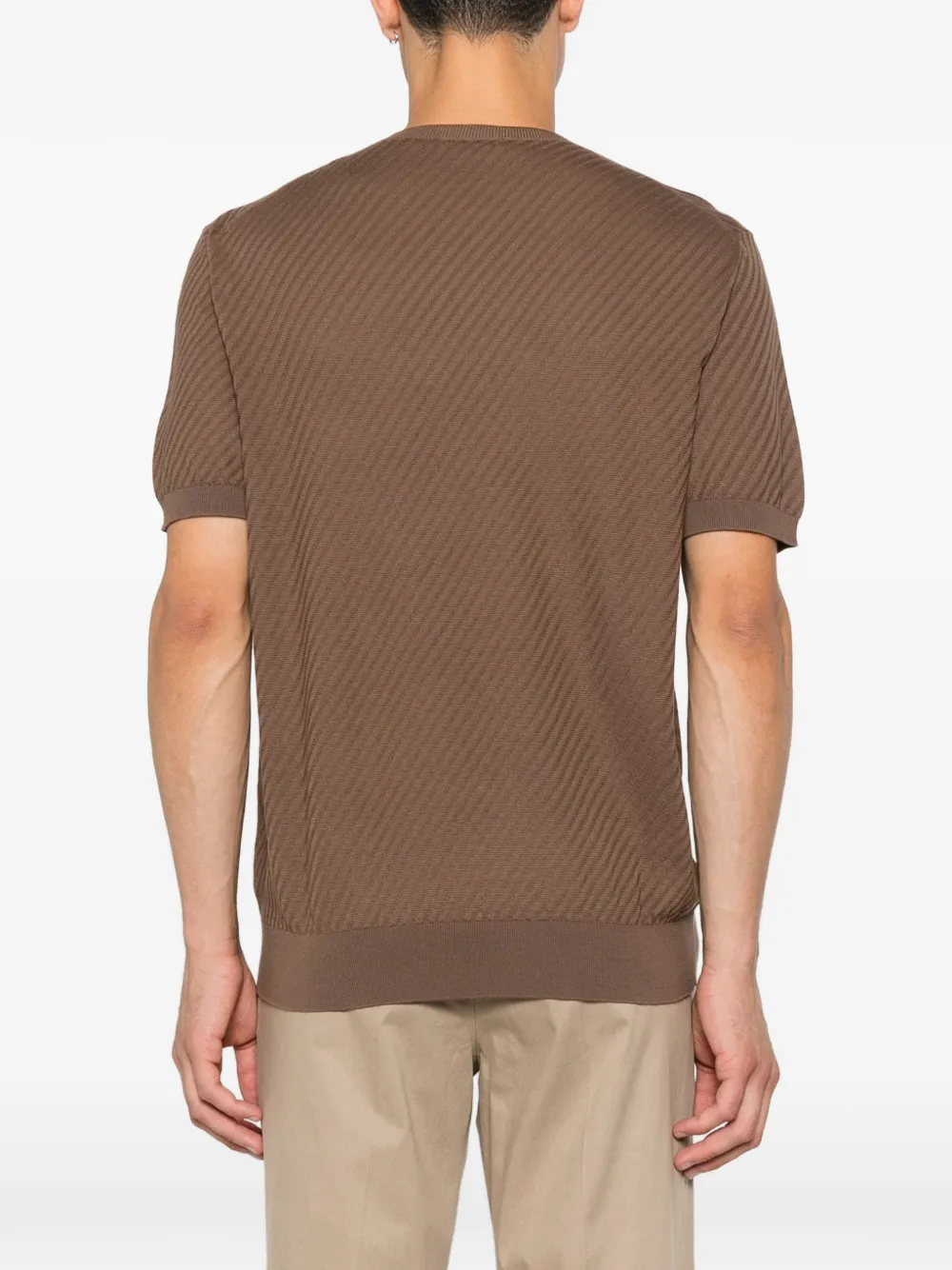 Corneliani Gebreid T-shirt met textuur Bruin