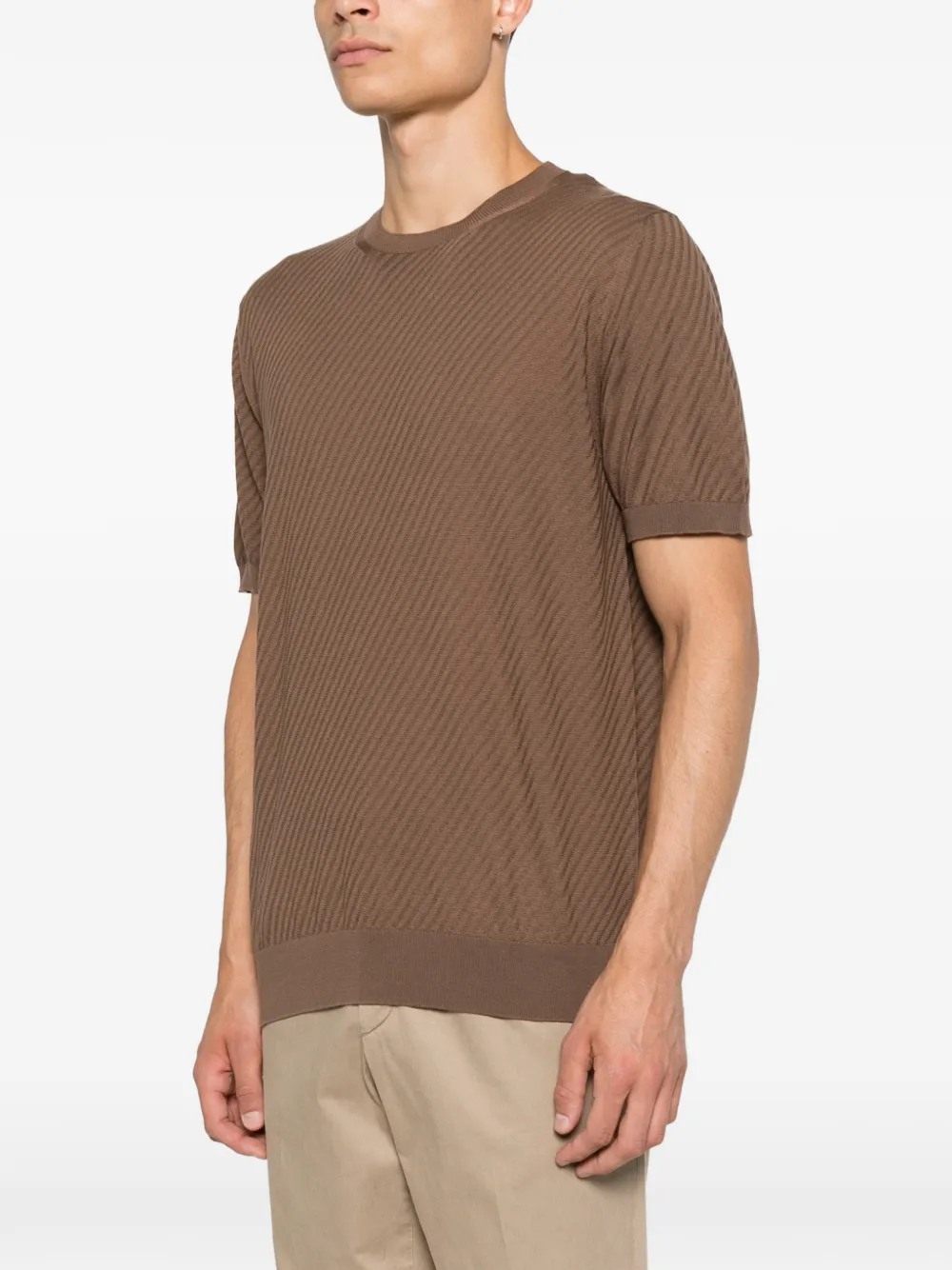 Corneliani Gebreid T-shirt met textuur Bruin