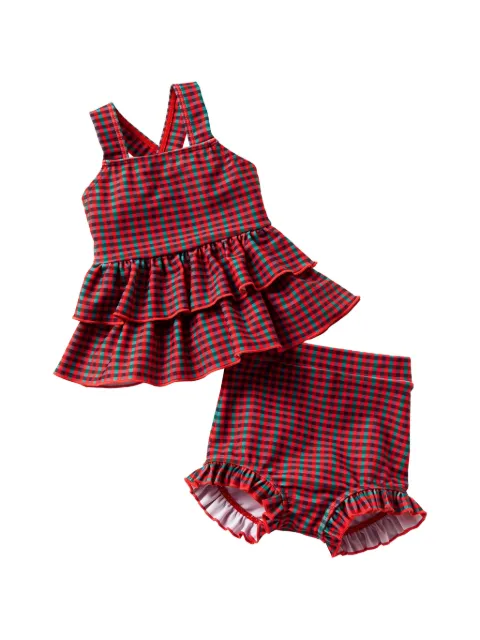 familiar bikini con motivo de cuadros gingham