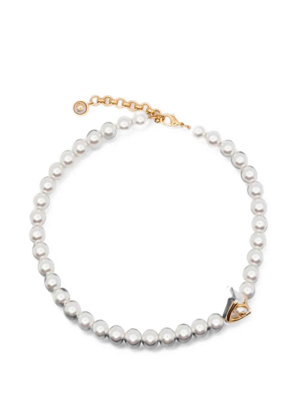 Casablanca logo-plaque necklace - Nude