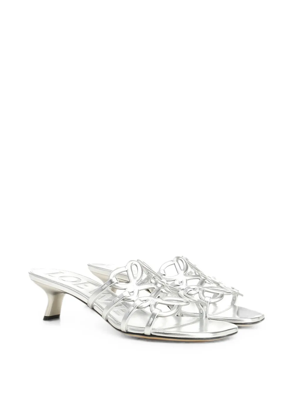 LOEWE Anagram Petal leather heeled sandals Zilver