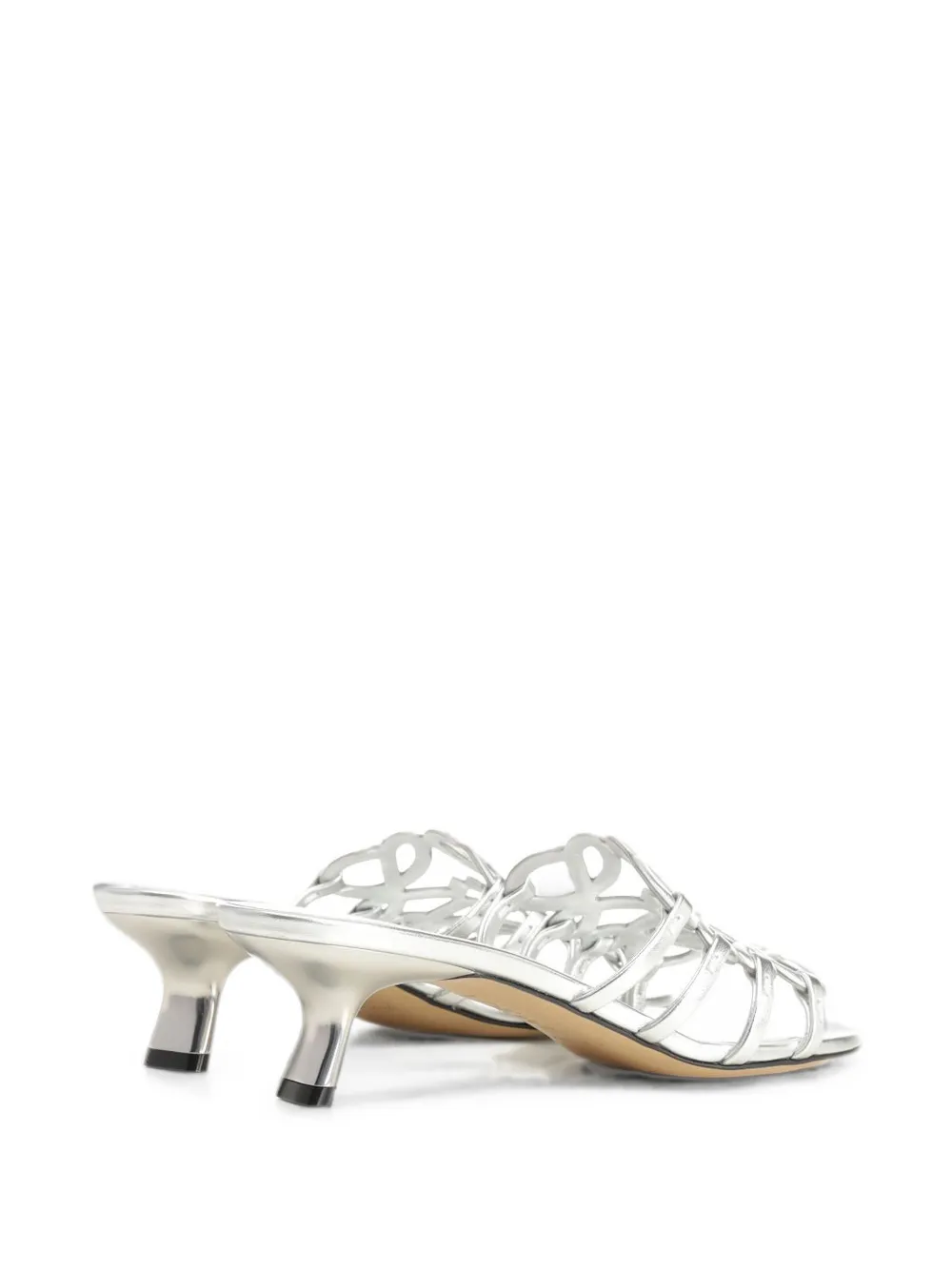 LOEWE Anagram Petal leather heeled sandals Zilver