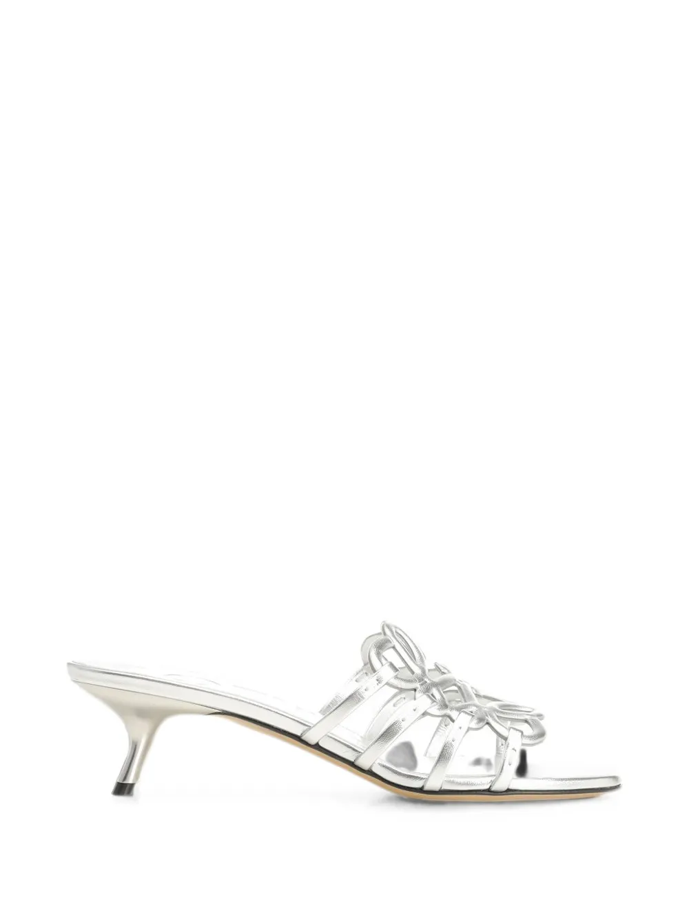 LOEWE Anagram Petal leather heeled sandals Zilver