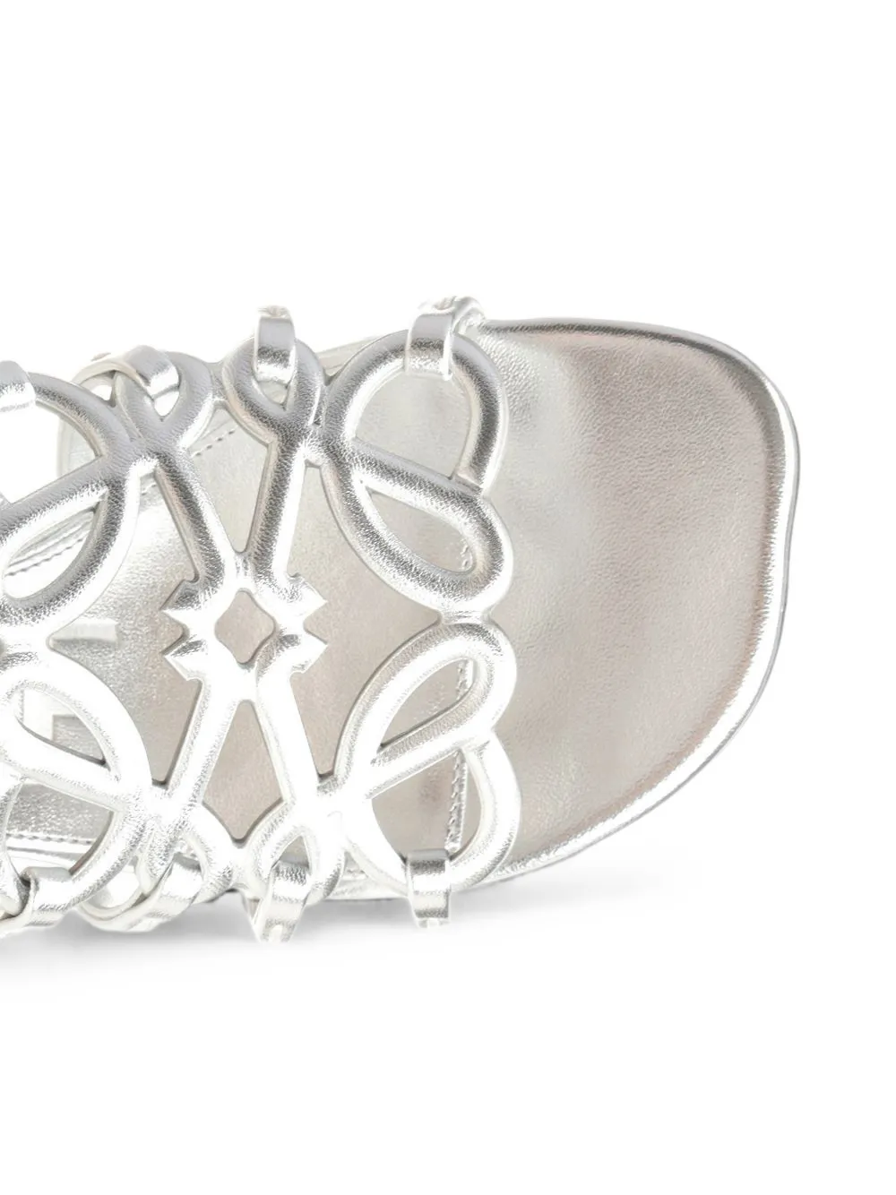 LOEWE Anagram Petal leren sandalen met hak Zilver