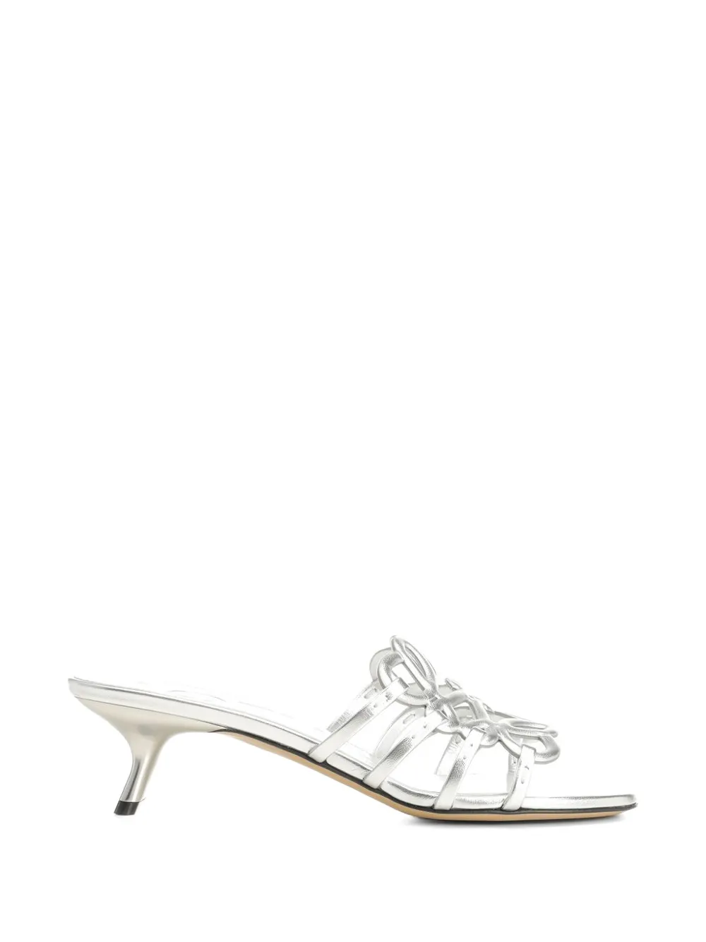 LOEWE Anagram Petal leather heeled sandals Zilver