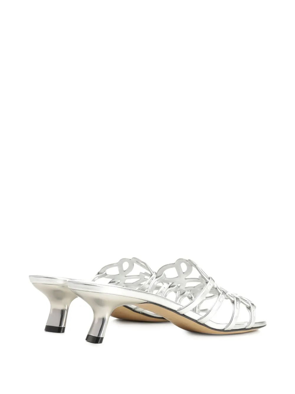 LOEWE Anagram Petal leren sandalen met hak Zilver