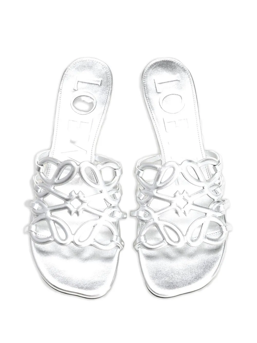 LOEWE Anagram Petal leren sandalen met hak Zilver