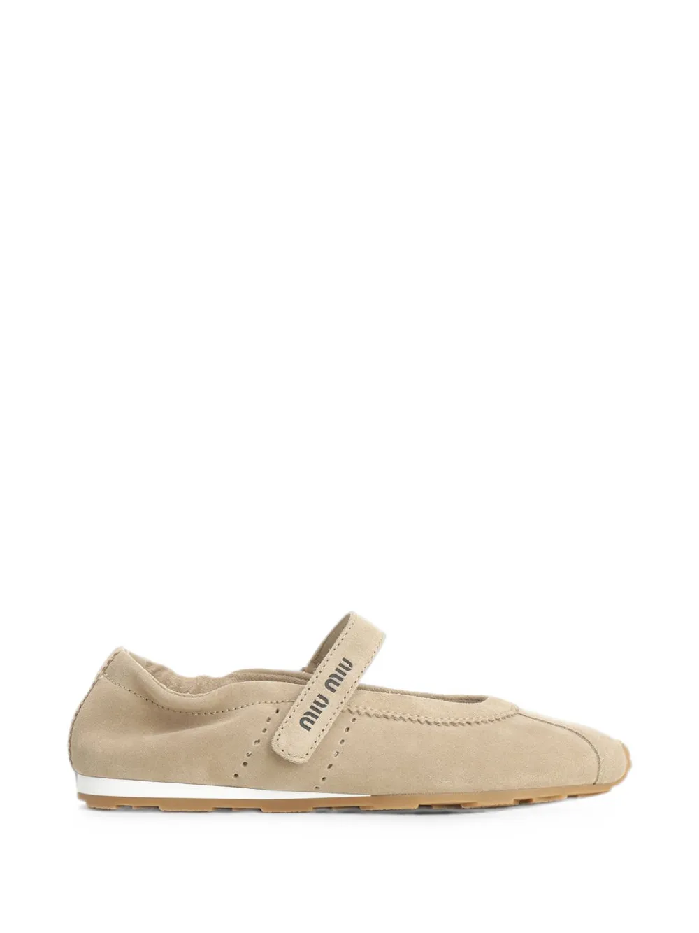 Miu Miu Plume touch-strap suede ballet flats - Toni neutri