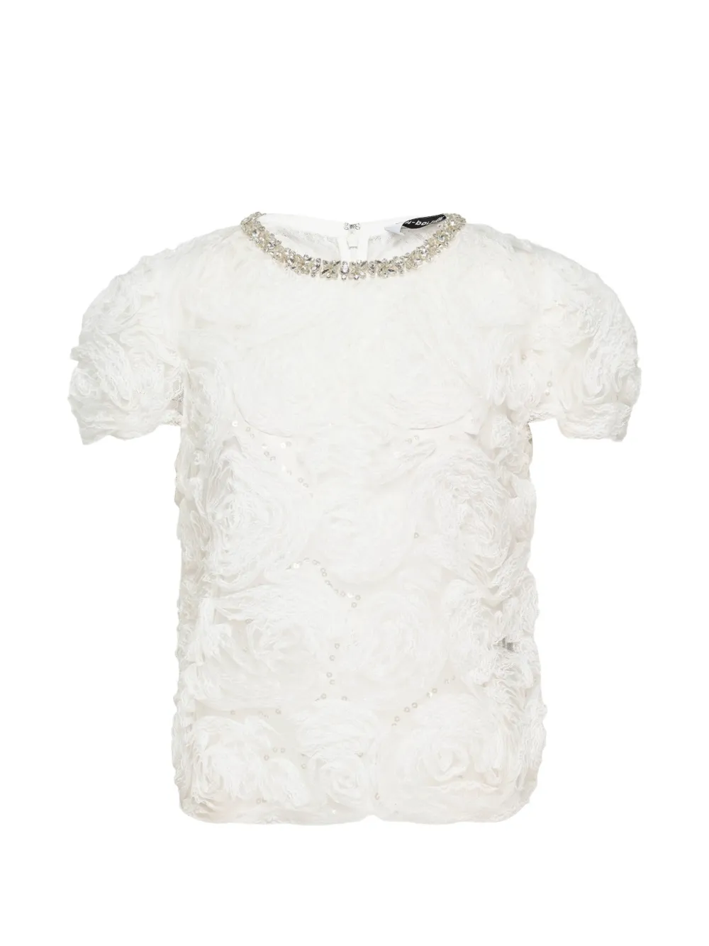 Self-Portrait rosette-embellished sequined top - Weiß