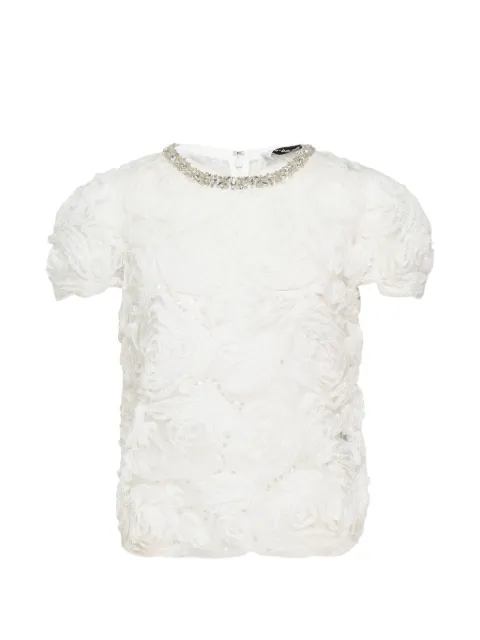 Self-Portrait rosette-embellished sequined top