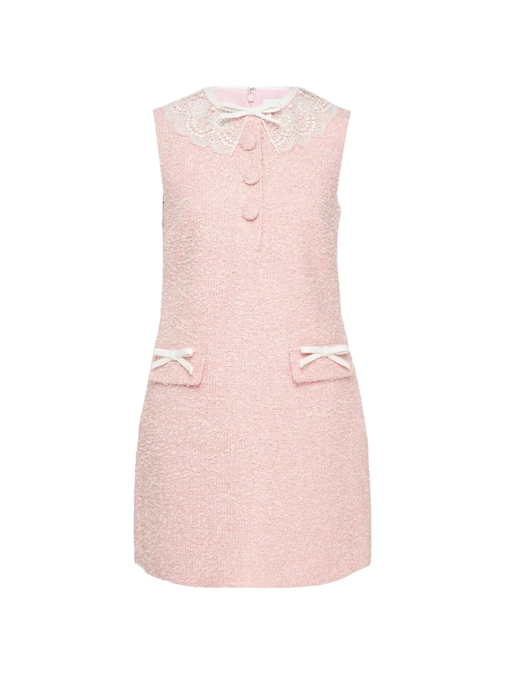 Self-Portrait bouclé lace-collar mini dress - Rosa