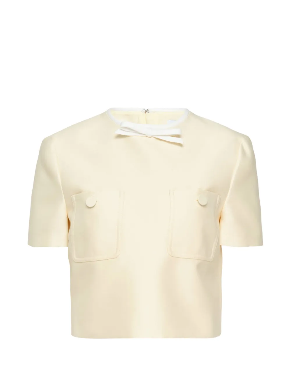 Self-Portrait bow-detail cropped top - Gelb