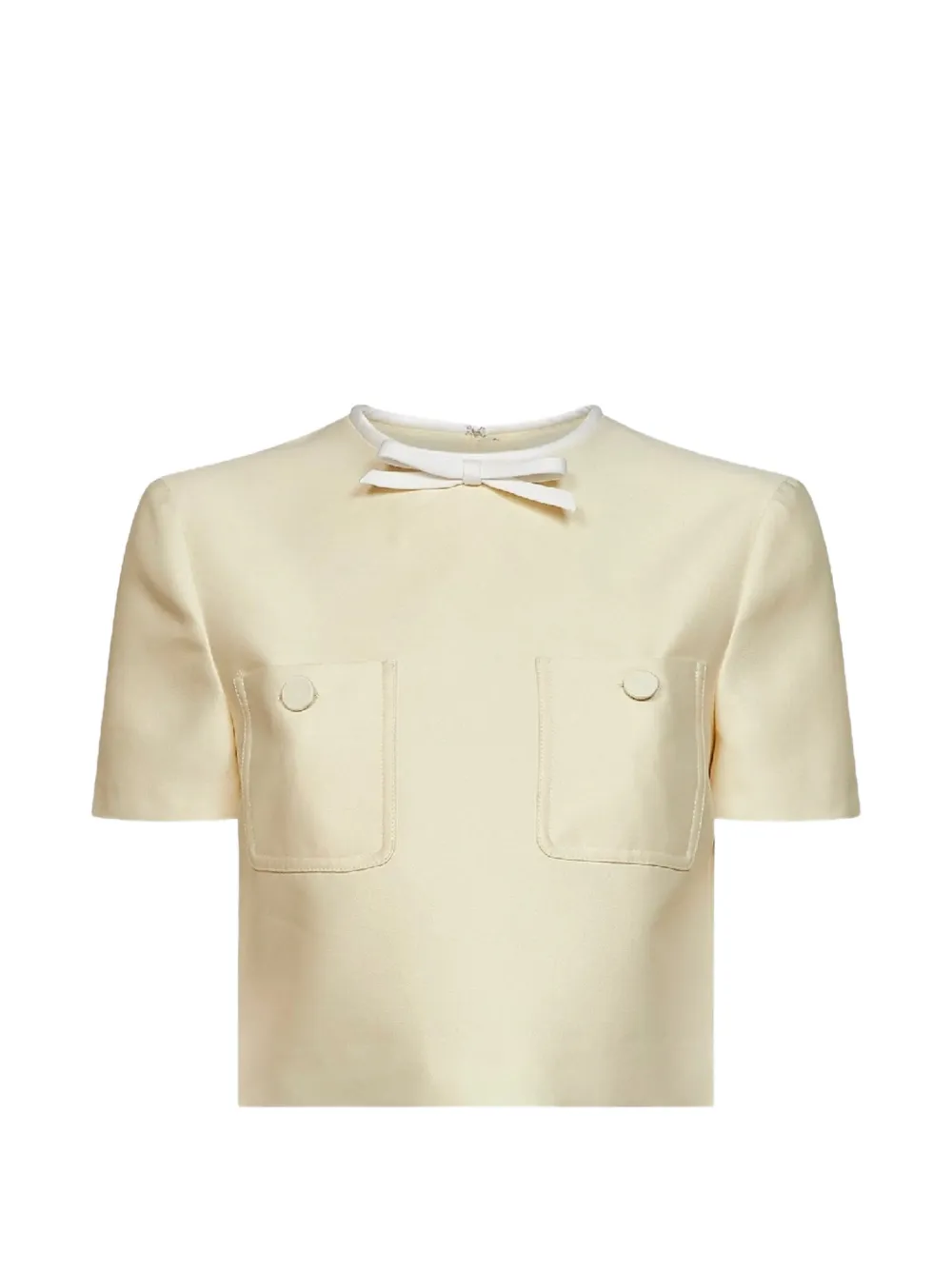 Self-Portrait bow-detail cropped top