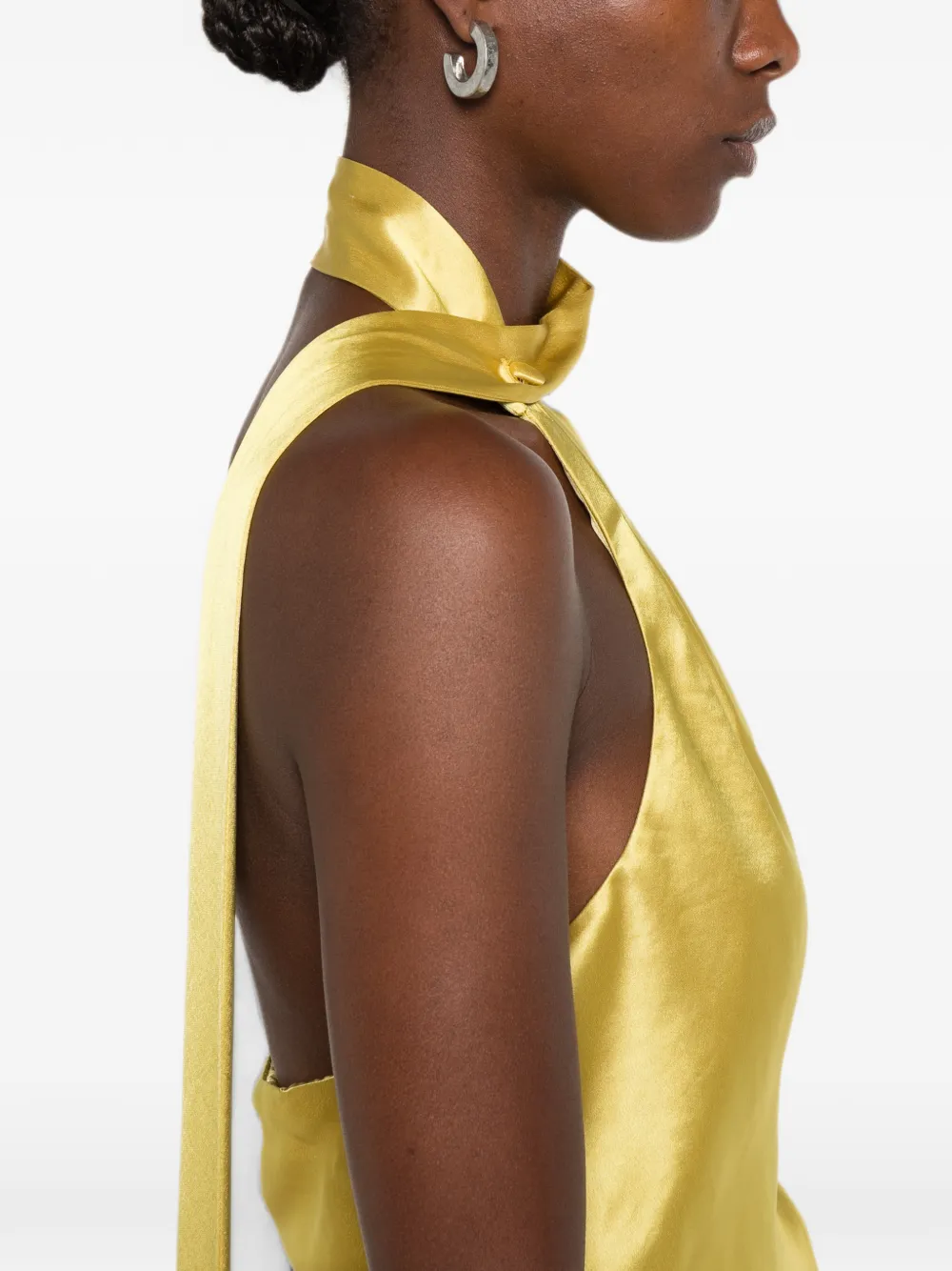 STAUD Estelle asymmetrische gedrapeerde maxi-jurk Geel
