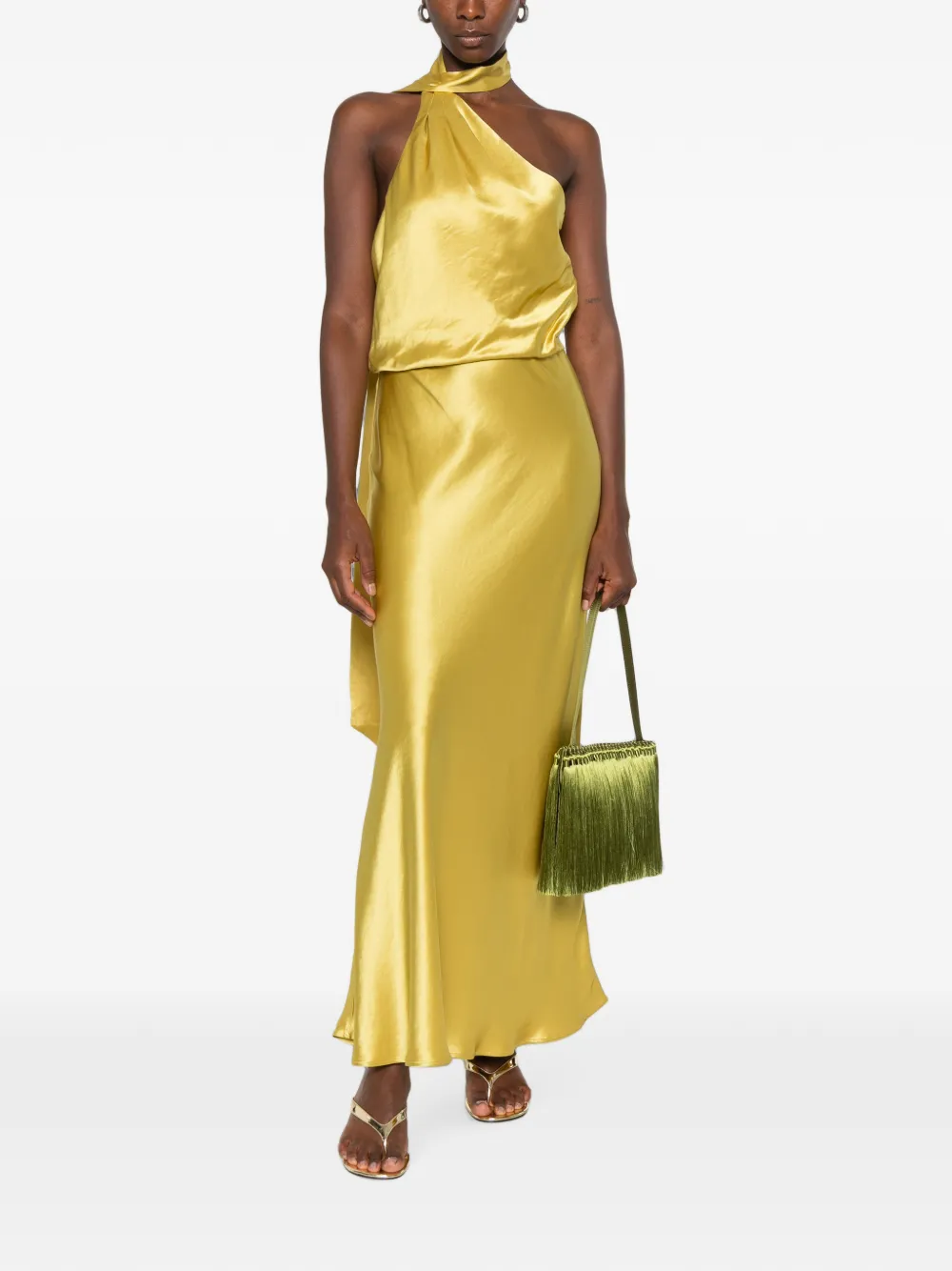 STAUD Estelle asymmetrische gedrapeerde maxi-jurk Geel