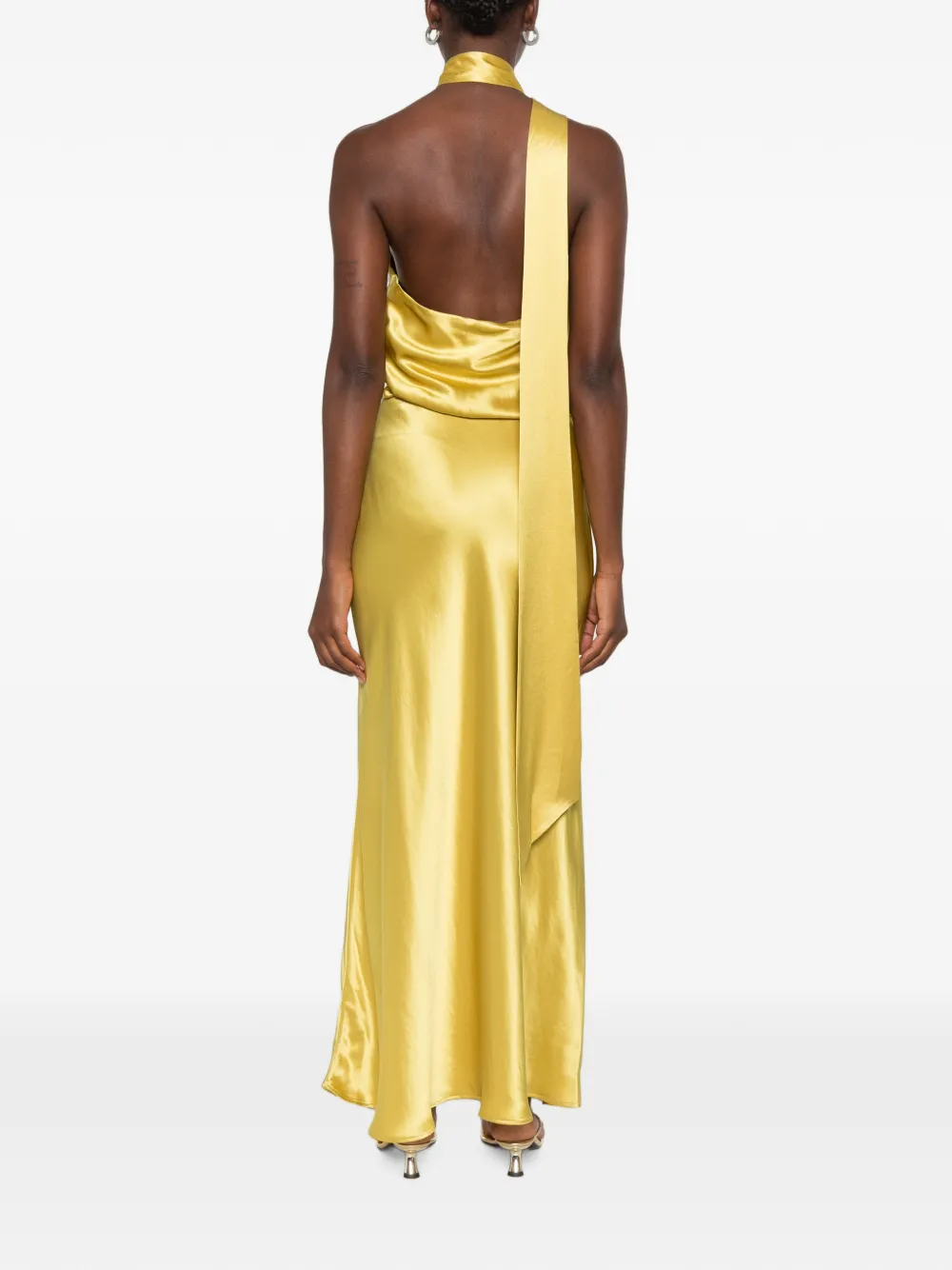 STAUD Estelle asymmetrische gedrapeerde maxi-jurk Geel