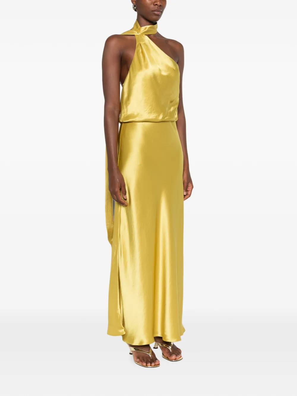 STAUD Estelle asymmetrische gedrapeerde maxi-jurk Geel