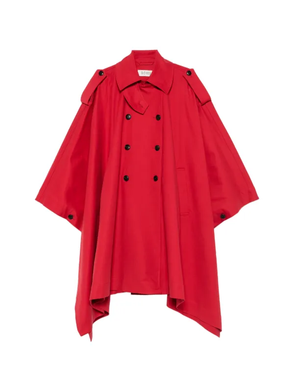 Róhe Double-breasted Asymmetric-hem Coat in Red