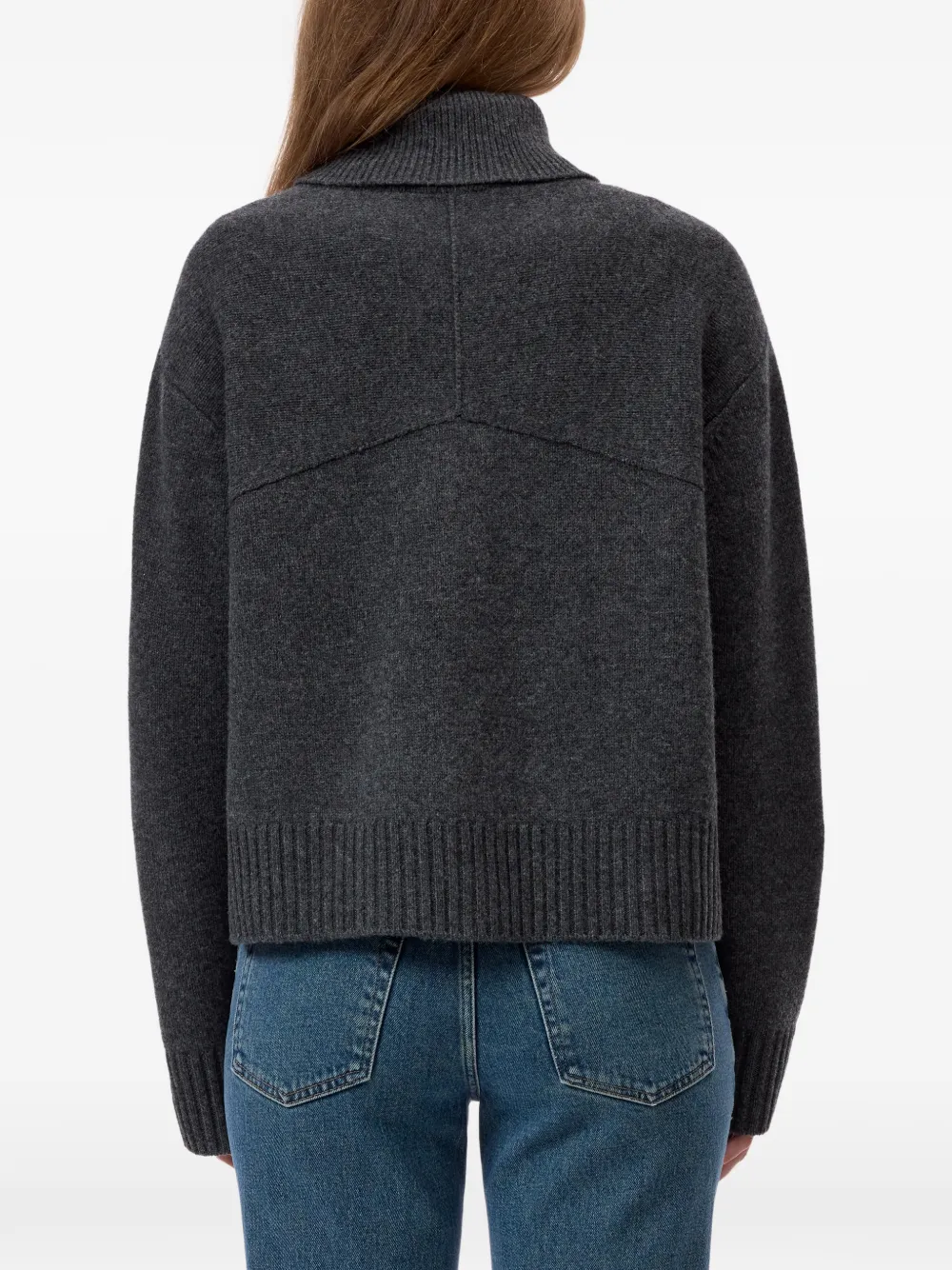 Closed roll-neck button-up cardigan Grijs