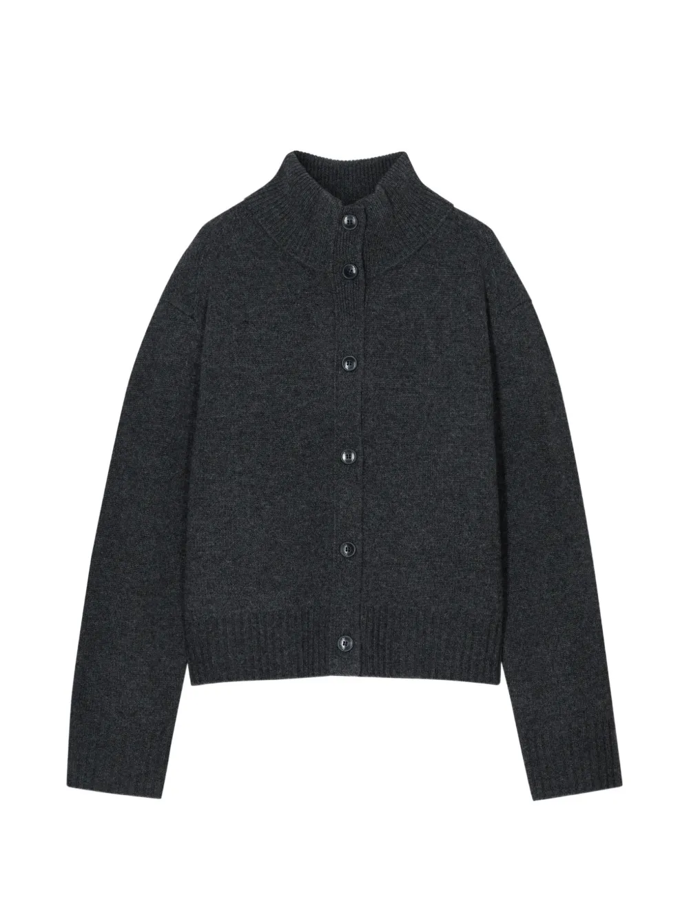 Closed roll-neck button-up cardigan Grijs