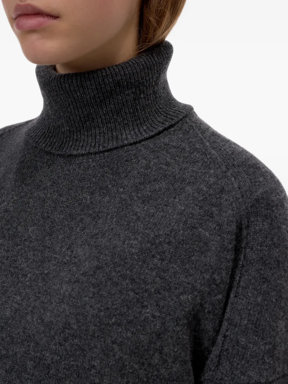 Closed roll-neck drop-shoulder sweater Grijs