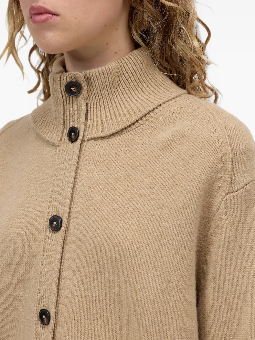 Closed Vest met col en knopen Beige