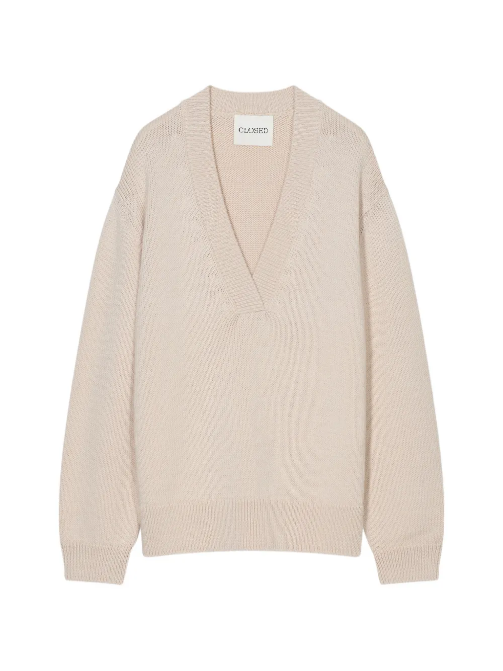 Closed V-neck long-sleeve sweater