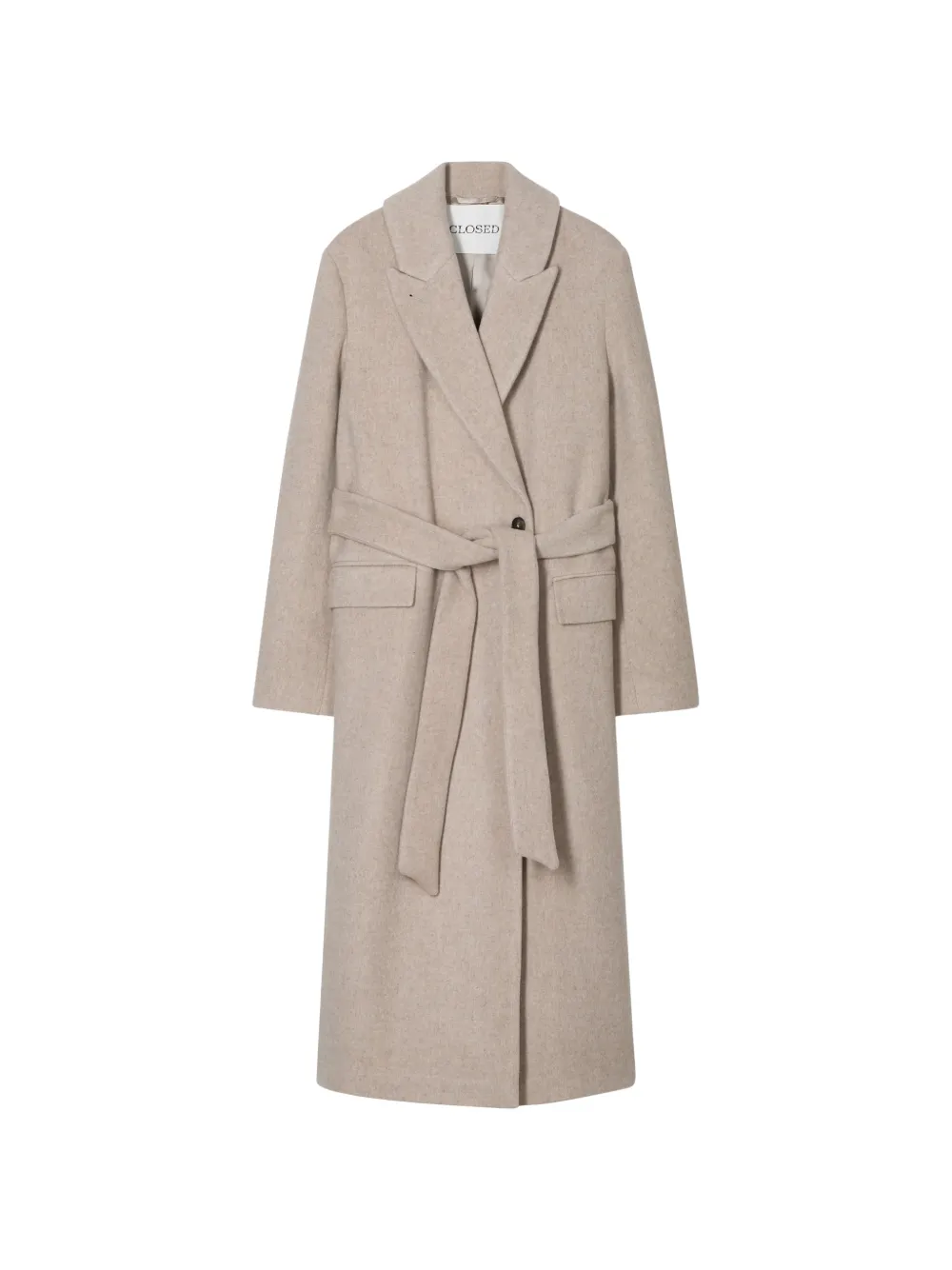 Closed belted notch-lapels coat - Neutrals