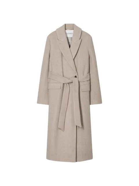Closed belted notch-lapels coat