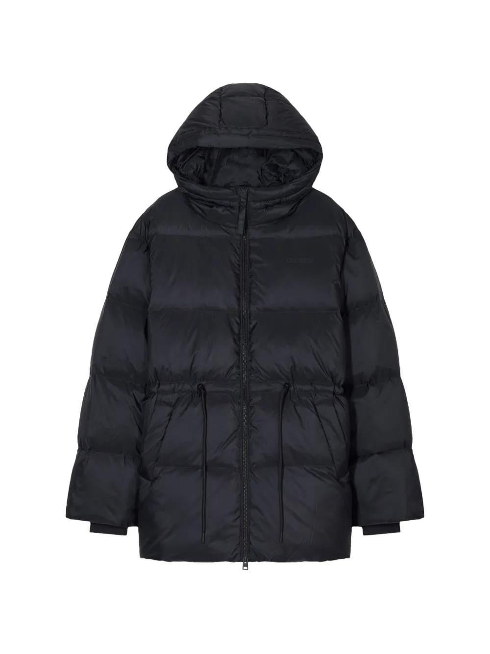 Closed drawstring-waist hooded puffer jacket - Nero