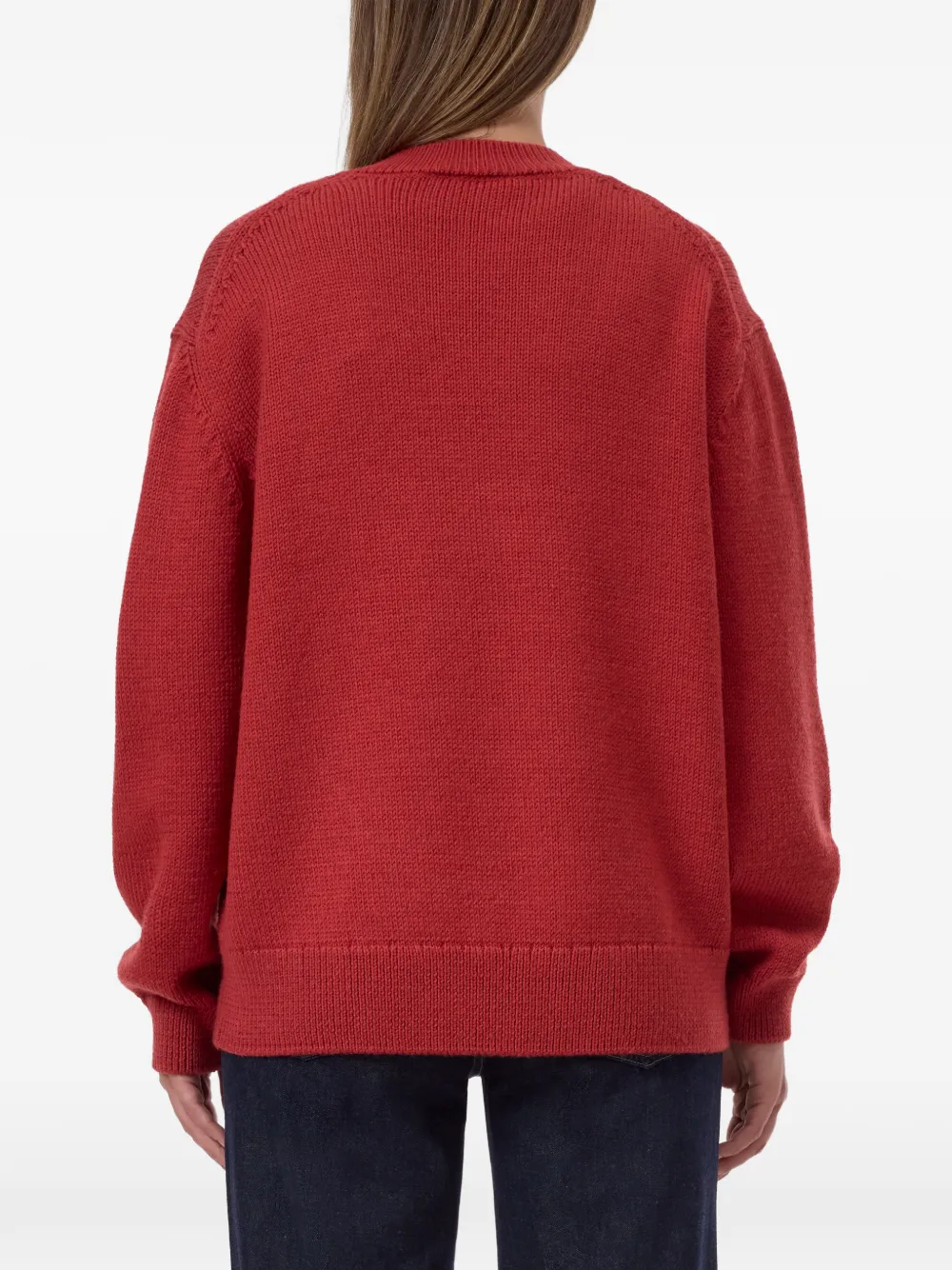 Closed V-neck long-sleeve sweater Rood