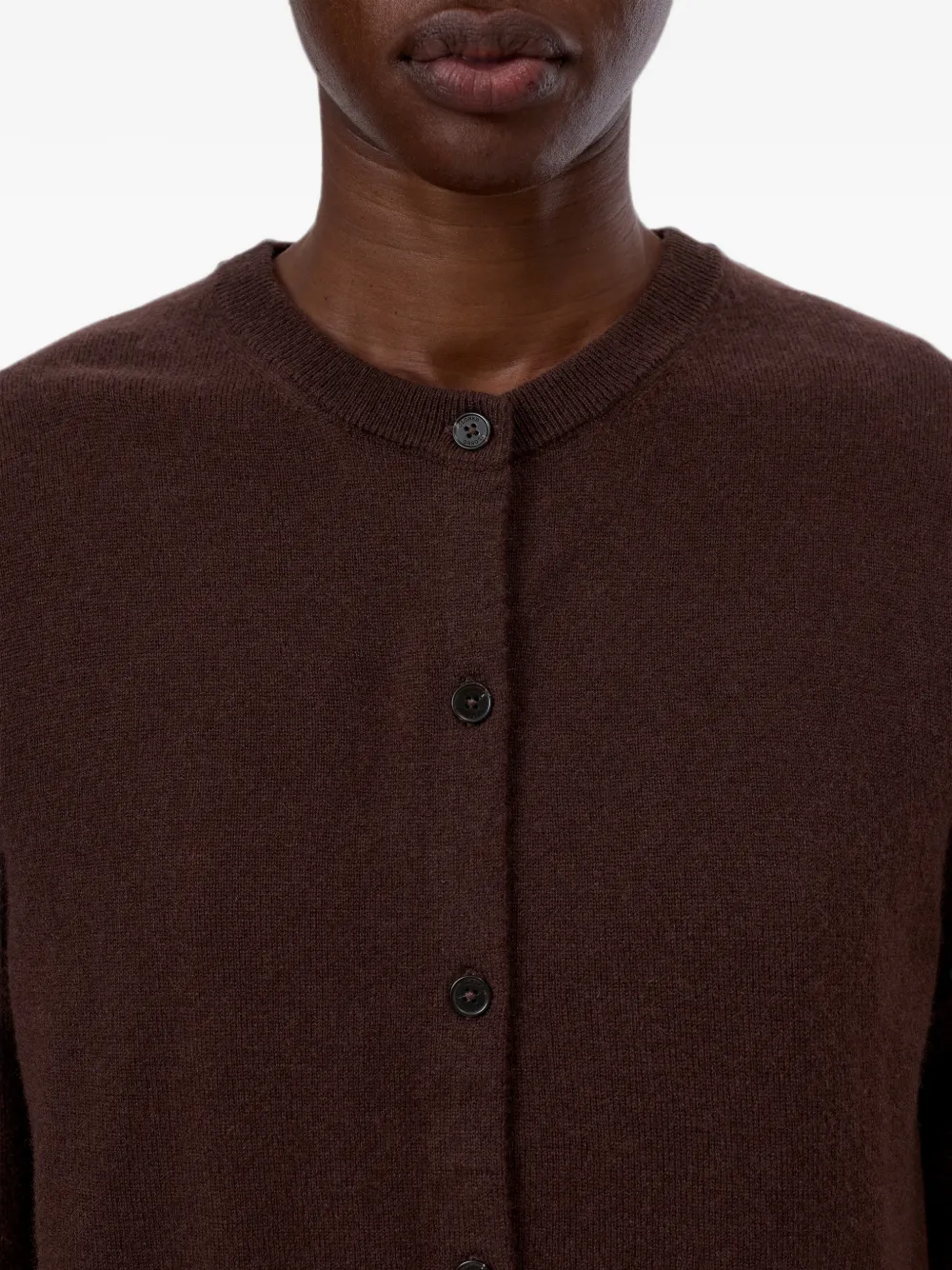 Closed Button-up vest met ronde hals Bruin